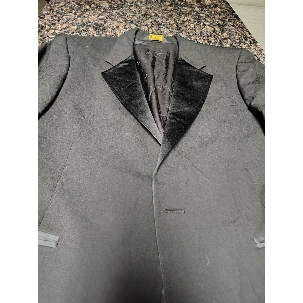 Courreges Homme Paris Mens Black 100% Wool Tuxedo Jacket Velvet Peak Lapel USA